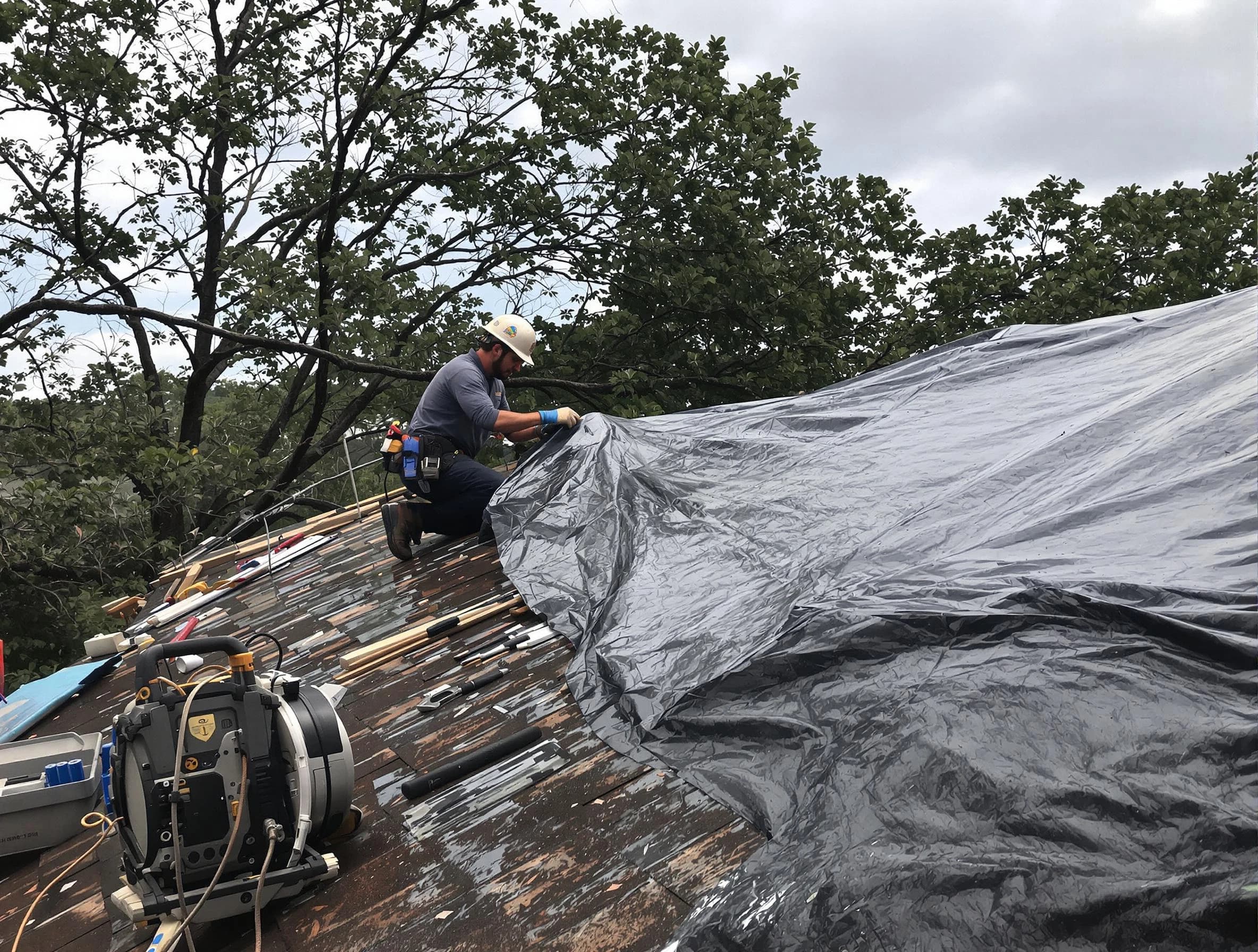 Twinsburg Roofing Company responding to an emergency roof repair call in Twinsburg, OH