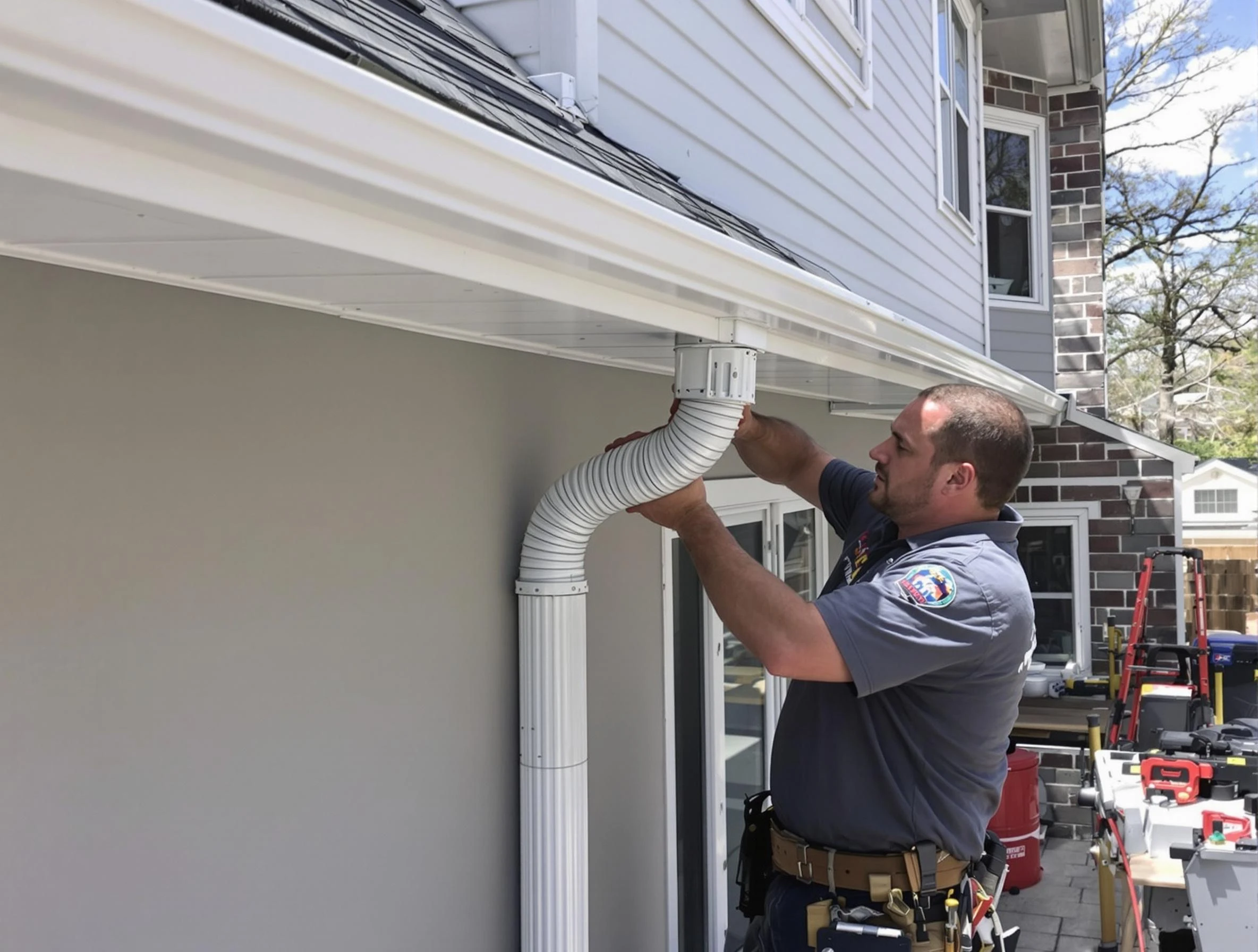 Downspouts installed by Twinsburg Roofing Company to guide water away in Twinsburg, OH