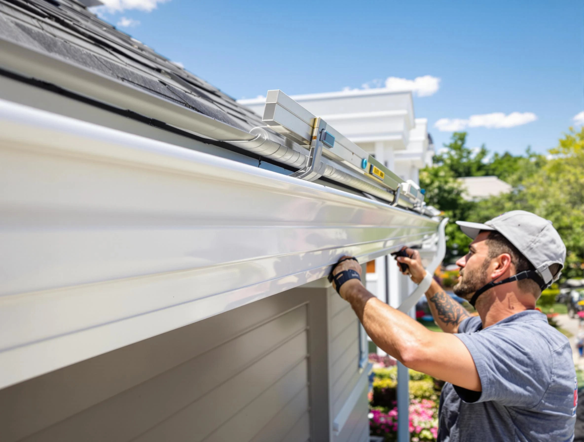 Newly installed gutters by Twinsburg Roofing Company for a home in Twinsburg, OH